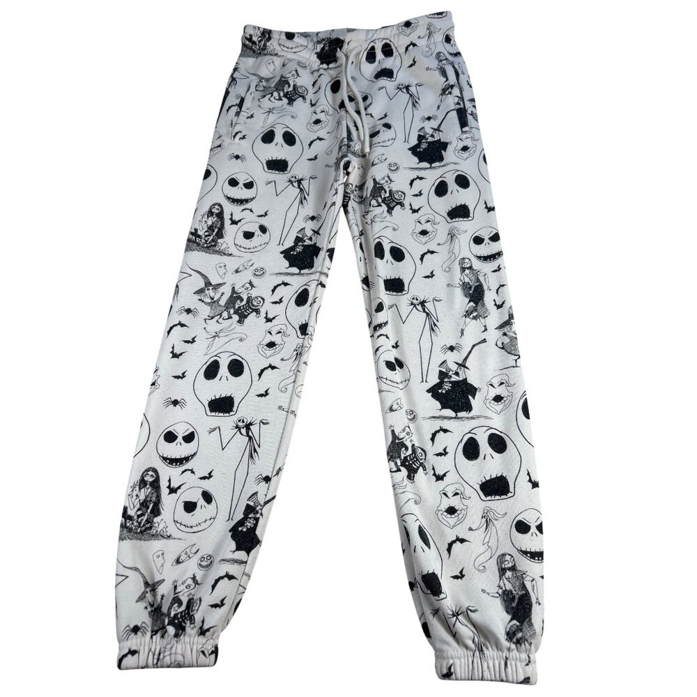Nightmare Before Christmas Jogger Pants XS Black & White Elastic Waist & Cuffs